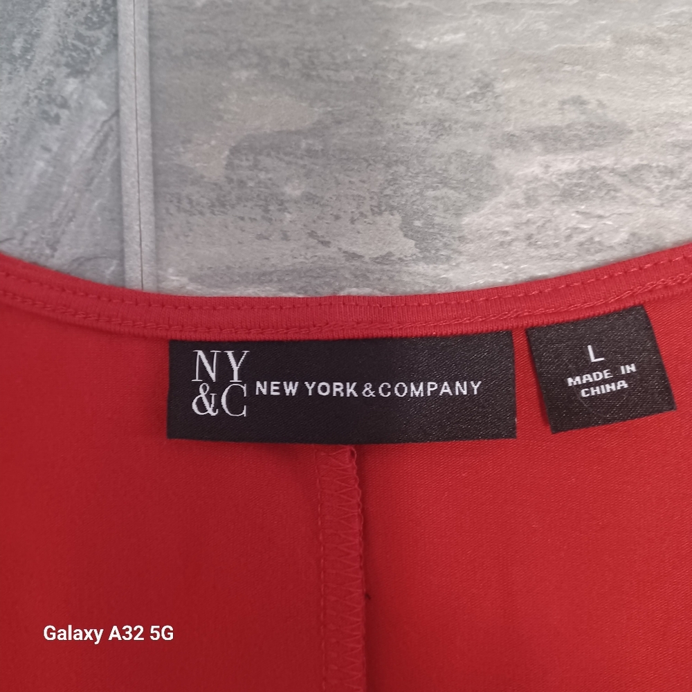 New York & Company Red Sheath Dress 3/4 Raglan Sleeves Size L - Picture 12 of 12